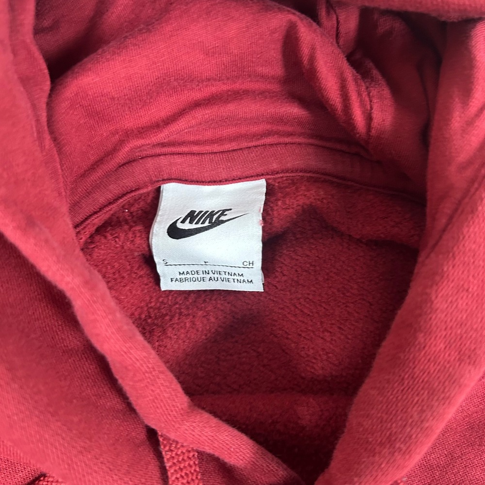 Nike Hoodie Mens Small Burgundy Rose Swoosh Embroidered Fleece Pullover 1036 - Picture 5 of 8
